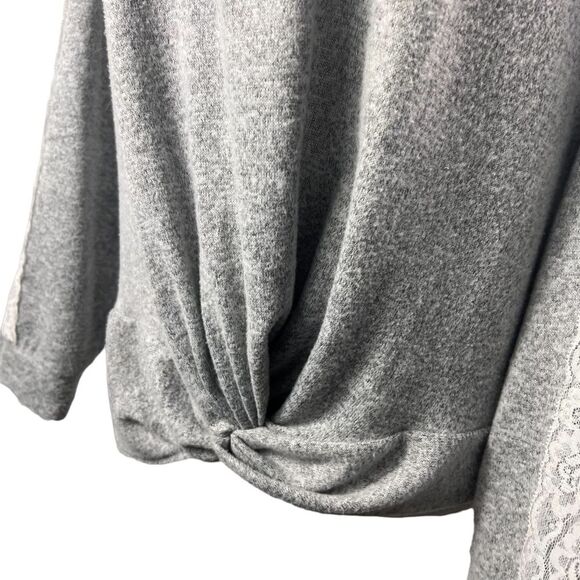 Alison Andrew’s Gray Knit Sweater Twist Front Knotted Lace Large - Picture 5 of 8